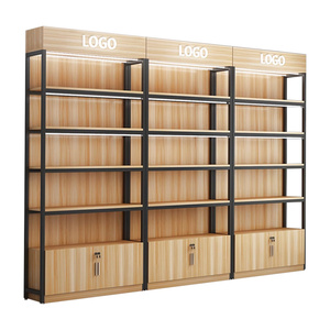 Giá để hàng hai mặt khung sắt gỗ thiết kế mới theo xu hướng siêu thị, kệ đa năng bằng thép kim loại - Product Image 1