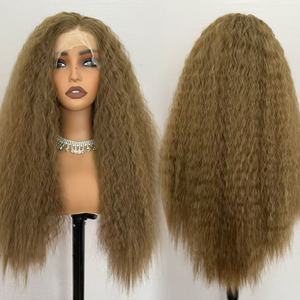 Perruques synthétiques Lace Front Yaki Kinky Straight de haute qualité, sans colle, pour femmes noires – Nouveauté en gros - Product Image 5