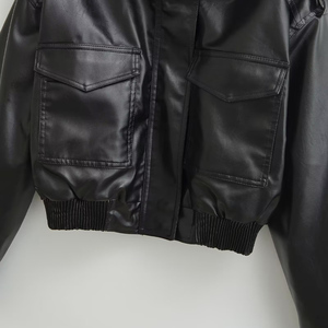ZATRHMBM 2025 automne/<span class=keywords><strong>hiver</strong></span> nouvelle mode féminine Style européen et américain Faux cuir col montant pilote <span class=keywords><strong>veste</strong></span> en cuir <span class=keywords><strong>courte</strong></span> - Product Image 6
