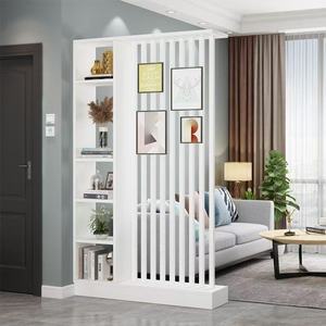 Paravent moderne en métal avec étagère de rangement, panneau ouvert pour salon, bureau, appartement - Product Image 2