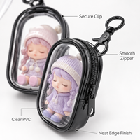 Porte-monnaie mini transparent en PVC pour clés, pochette de présentation pour figurines, avec fermeture éclair, cadeau Kawaii, logo personnalisé OEM, vente en gros