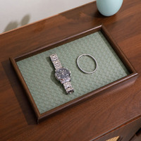 Vente en gros de plaques en bois de noyer brun de luxe plateau de présentation de bijoux vert kaki pour la décoration intérieure plateau de service de bague de fête
