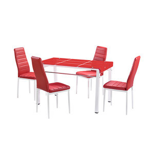 Mesa de comedor de cristal templado negro rectangular con diseño moderno de <span class=keywords><strong>KD</strong></span> con silla de cuero para el hogar - Product Image 5