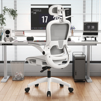 Chaise de bureau de direction au design moderne Rotation à 360 degrés Réglable Ergonomique Maille Tissu Appui-tête Ascenseur Dossier moyen Tournant