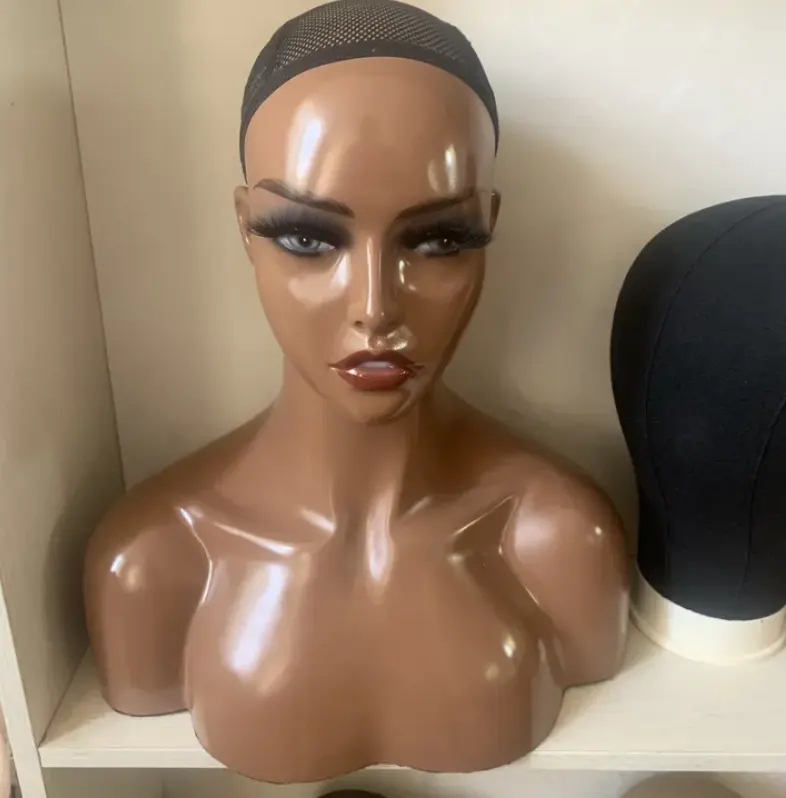 Europese En Amerikaanse Grote Borst Model Hoofd Voor Zwarte Vrouwen Mannequin Met Pruik