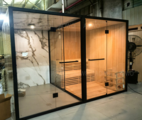 Poêle à vapeur et à sauna Hamman en PVC, banc préfabriqué avec pommeau de douche et éclairage de plafond étoilé pour 6 personnes