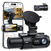 Caméra embarquée 3 canaux : Avant 4K, Intérieur 2K, Arrière 2K, Enregistrement 4K avec ADAS BSD, WiFi double bande 2.4G/5.8G, DVR de voiture