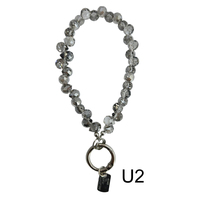 Porte-clés de mode en cristal irisé fait main pour femme, cordon à perles facettées, breloque métallique personnalisable, sangle de téléphone portable de 15 cm