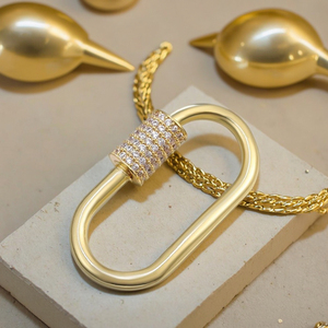 Collar con colgante de fruta de acero inoxidable de 18 quilates, con incrustaciones de circón, melocotones, fresas, manzanas para fiesta, diseño inspirado en bricolaje - Product Image 6