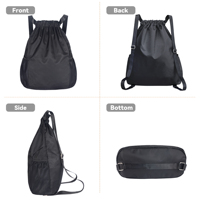 Sac à dos de sport et de voyage unisexe en tissu Oxford imperméable avec cordon de serrage, ceinture à coussin d'air, poignée souple et poche zippée