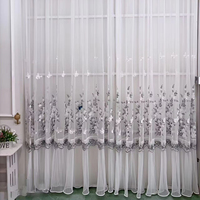 Tissu de rideau brodé en tricot 100% polyester de haute qualité avec broderie florale 3D pour la décoration des fenêtres du salon