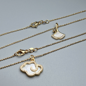 Wholesale Fashion Necklace Natural Sea Shell Crystal Zircon <strong>Cloud</strong> Four Leaf Clover Flower Pendant <strong>Neck</strong> for Women - Product Image 2