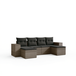 Set Divano da Giardino in Rattan Moderno, Arredamento da Esterno a 4 Posti, Design Contemporaneo, Colore Grigio, Sedute Durevoli per Patio - Product Image 1