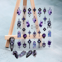 5D Soft Gel Nail Decal Style Gothique Foncé avec Bone Flower Snake Design Autocollants et décalcomanies élégants