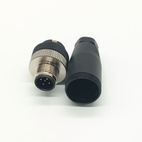 Conector M12 de montaje en campo, 4/8 pines, código A, macho, recto, carcasa de plástico, terminador, IP67, conector robusto, PG7, PG9
