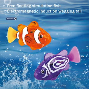 Vente en gros de robot de natation amusant poisson <span class=keywords><strong>Tamagotchi</strong></span> petit poisson en plastique lumière électrique baignoire bain chat interactif jouets pour enfants - Product Image 3