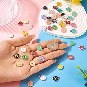 Abalorios de doble cara con letras de la A a la Z, conectores de aleación de oro esmaltados para pulseras, collares y pendientes DIY - Product Image 5