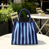 Sac en tricot de grande capacité en polyester, cabas spacieux en tricot avec bouton-pression, pour les courses, la plage, les voyages et l'usage quotidien
