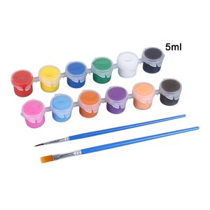 Ensemble de peinture miniature réutilisable, 12 couleurs, bandes de peinture acrylique avec 2 pinceaux, pots de peinture acrylique non toxiques - Product Image 6