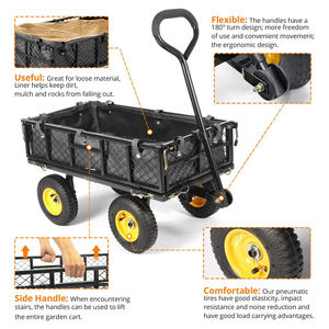 Chariot de jardin en maille d'acier, chariot de jardin robuste et pliant en acier, chariot de plage d'extérieur, chariot d'outils de jardin - Product Image 5