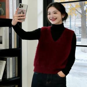 Pull sans manches en <span class=keywords><strong>mohair</strong></span> à col en V pour femmes, nouvelle collection printemps - Product Image 6