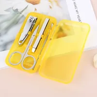 Ensemble de 4 coupe-ongles en acier au carbone avec étui en plastique, kit de manucure, outils de toilettage, boîte cadeau promotionnelle, kits jetables