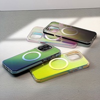 Coque de téléphone tendance avec aimant, électroplaquée, anti-chute, semi-transparente pour iPhone 15 Pro Max, couleurs électro-plaquées