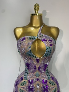 Vestido Mini Transparente con Pedrería Brillante para <span class=keywords><strong>Mujer</strong></span>, Sexy y Lujoso, para Sesión de Fotos de Cumpleaños o Actuación - Product Image 5