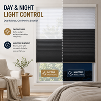 Stores alvéolaires électriques horizontaux jour/nuit étanches à télécommande, isolants thermiques et anti-UV pour chambre à coucher