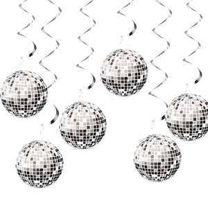 Decoraciones para Fiesta Disco, Bola de <span class=keywords><strong>Discoteca</strong></span> Plateada, Serpentinas Colgantes, Decoración de Techo Estilo Años 70 para Fiestas Hippies - Product Image 5