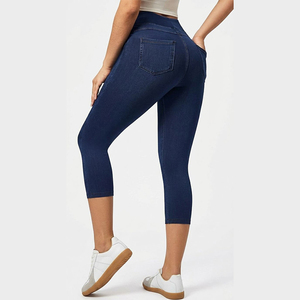 <span class=keywords><strong>Pantalones</strong></span> Vaqueros Capri Personalizados de Fábrica para Mujer, Talla Grande, Cintura Alta Elástica, Casuales, Ajustados, con Bolsillos, Plazo de Entrega de 15 Días - Product Image 2