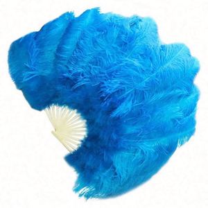 Abanico Plegable de Plumas de Avestruz Hecho a Mano, Económico, Grande, 75 cm x 110 cm, para Bodas/Baile - Product Image 5