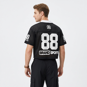 BRAND Men's <b>Black</b> Short Sleeve T-Shirt 88 Number Print Breathable Knitted Regular Fit Sporty Style O-Neck - Product Image 6