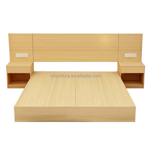 Modern Hotel Bedroom Furniture Set <b>Low</b> Price MDF Wood <b>Frame</b> Single <b>Bed</b> With Fabric Upholstered Headboard Mattress And <b>Bed</b> Sheets - Product Image 2