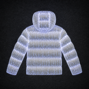 Custom OEM ODM Private Label Luminous Fiber Optic LED Hooded <strong>Puffer</strong> <strong>Jacket</strong> Wholesale For Streetwear Brands - Product Image 2