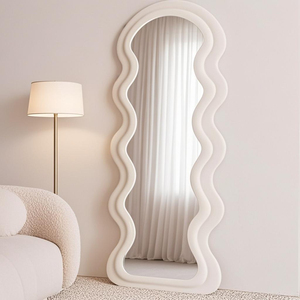 Commercio all'ingrosso OEM ODM Tik Tok specchio in pelle scamosciata per il corpo decorazione per ragazze a figura intera supporto da pavimento specchio da toeletta specchio per onde di moda Espejo - Product Image 1