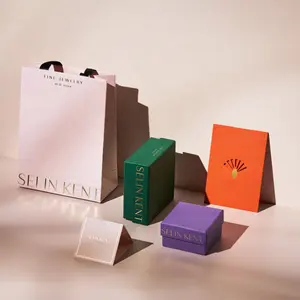 Personalizado logotipo personalizado caixa de jóias embalagem alta extremidade pequena rígida de papel anel de cartão pulseira tampa e base caixa de jóias