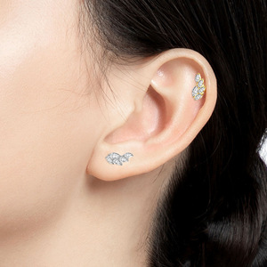 <b>Titanium</b> Plated Tree Branch Zircon <b>Stud</b> Earrings G23 Unisex Fashion Piercing Jewelry ASTM F136 <b>Titanium</b> - Product Image 2