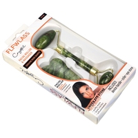 Système de massage Derma Rolling en jade vert Phénix, ensemble de rouleaux en jade et planche Gua Sha, boîte pour massage du visage et du cou, outil de massage