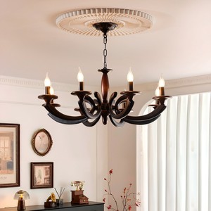 Classic French Vintage Chandelier 6-Light E26 LED Round Multi-Head Ceiling Light For Living Room And Dining Room - Product Image 3