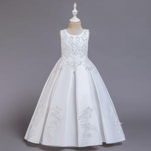 Robe de soirée longue pour fille, élégante, brodée de perles, sans manches, en satin, pour mariage, événement, bal, princesse, vente en gros - Product Image 5