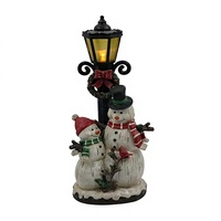 Figurine de poteau d'éclairage en résine avec couple de bonhommes de neige blancs lumineux, décorations de Noël LED avec duo d'oiseaux cardinaux, marque MSD, personnalisable, offre B2B