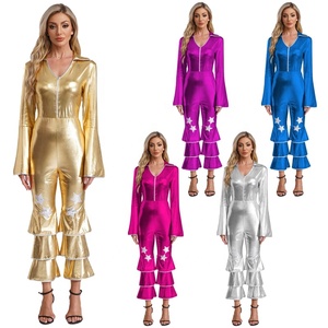 Ensemble <span class=keywords><strong>Disco</strong></span> <span class=keywords><strong>Femme</strong></span> Plus Size Combinaison évasée une pièce à manches longues Costume <span class=keywords><strong>Disco</strong></span> Costume Cosplay Costume Prom Party Costumes - Product Image 1
