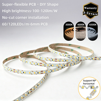 Rubans LED Haute Densité 2835 Type S Optionnel 60 120 LED 10m 5m Rouleau pour Boîte Lumineuse, Armoire, Bande de Cuivre PCB 6mm