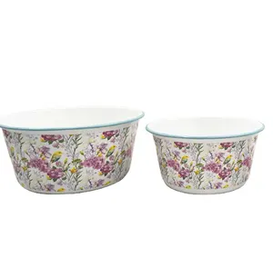 Enamel Mixing Bowl Cereal Bowl Popcorn Bowl Set With Full Decal