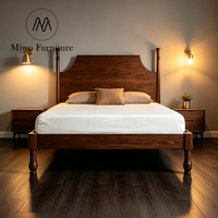 Meubles de chambre à coucher de style moderne, lit double rembourré, lit en bois de style français du Nord avec un lit à baldaquin antique en chêne naturel