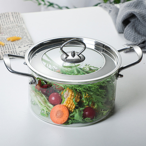 Hxglass 2025 Faitout en Verre Borosilicate Haut <span class=keywords><strong>de</strong></span> Gamme avec Couvercle <span class=keywords><strong>Bois</strong></span> et Acier Inoxydable, <span class=keywords><strong>Casserole</strong></span> Transparente <span class=keywords><strong>pour</strong></span> Flamme Nue, Ustensiles <span class=keywords><strong>de</strong></span> Cuisine - Product Image 5