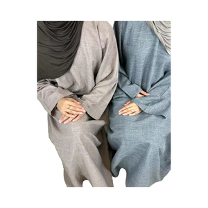 Willson 2025 Dubai Luxury Linen Long Sleeve Closed <b>Abaya</b> <b>Dress</b> Women Plain Modest Style Casual Robe Hijab Ramadan Islamic Kaftan - Product Image 3