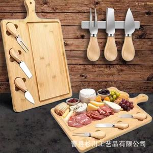 Tabla de bambú para charcutería de 16 pulgadas con mango y juego de cuchillos para queso. - Product Image 1