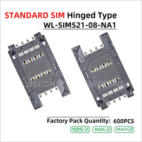 Connecteur de carte SIM femelle à charnière WECONN WL-SIM521-08-NA1, 8 broches, 2,50 mm, compatible SMT Reflow, boîtier LCP
